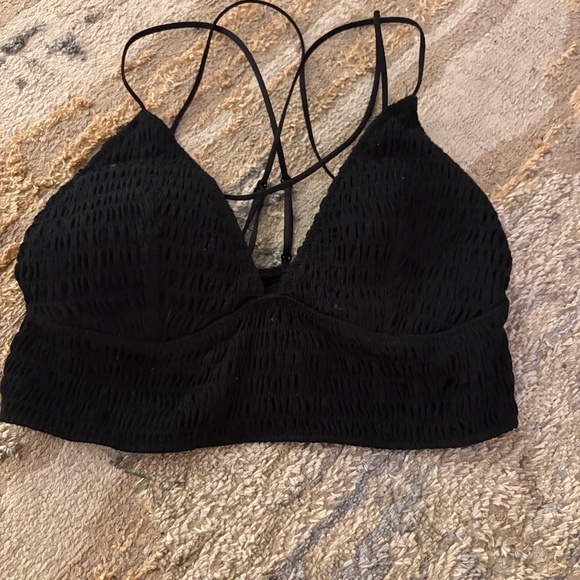 Victoria's Secret Women Size L PINK Smocked Strappy Triangle Bralette Black - Picture 3 of 3